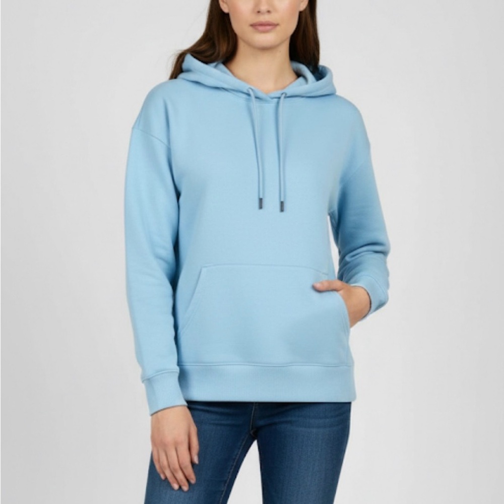 MEMBERS MARK Fleece Drawstring Hoodie, Ribbed Cuffs, Women’s S, Blue